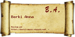 Berki Anna névjegykártya