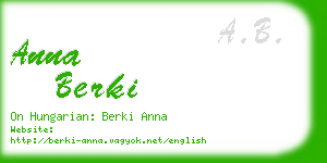 anna berki business card
